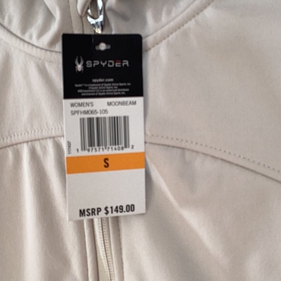 Spyder NWT Women’s MoonBeam Small Zip Up Hooded Jacket Coat Light Cream - Picture 5 of 9